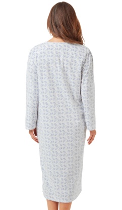 Marlon Printed Floral Petal Long Sleeve Fleece Nightdress